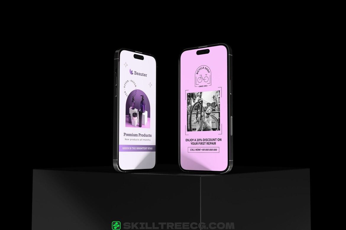 图片[2]-Multiple iPhone Display Mockup（593328）-技能树